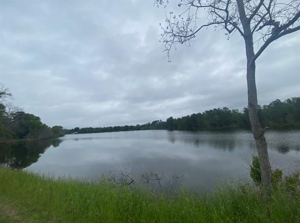 a view of a lake with a big yard