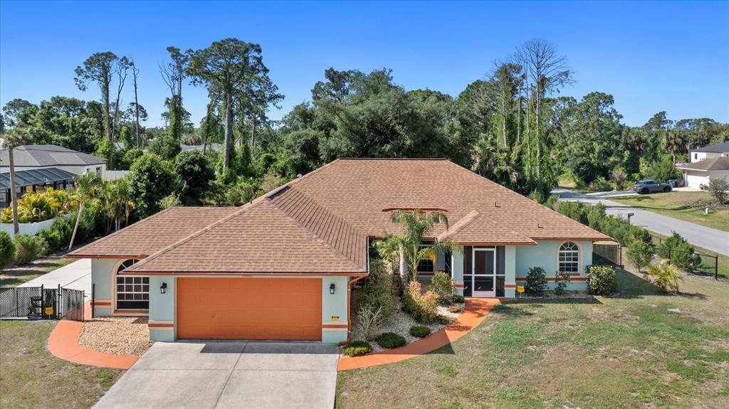 an aerial view of a house