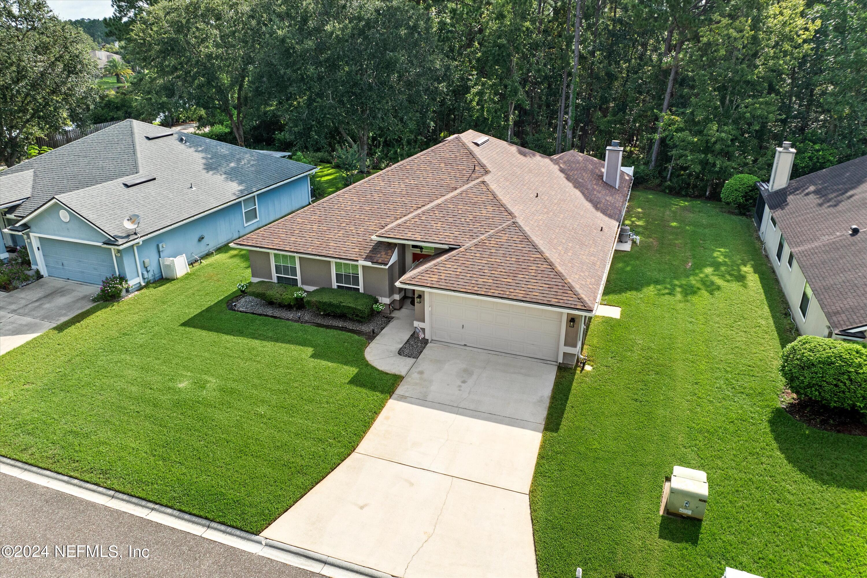 an aerial view of a house