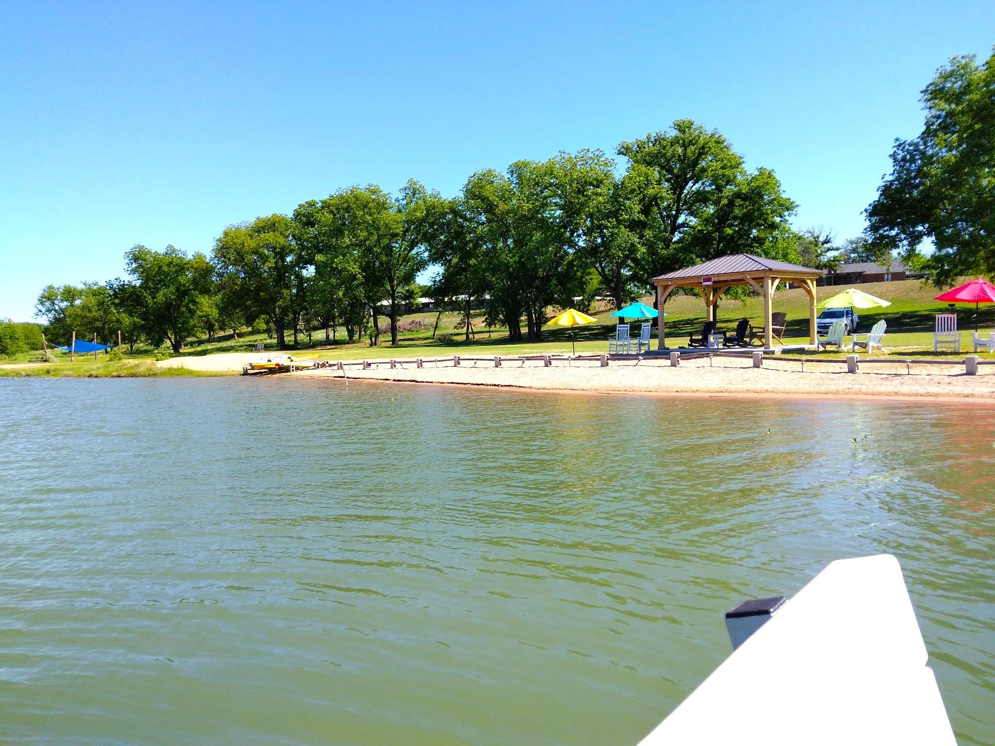 a view of a lake with houses