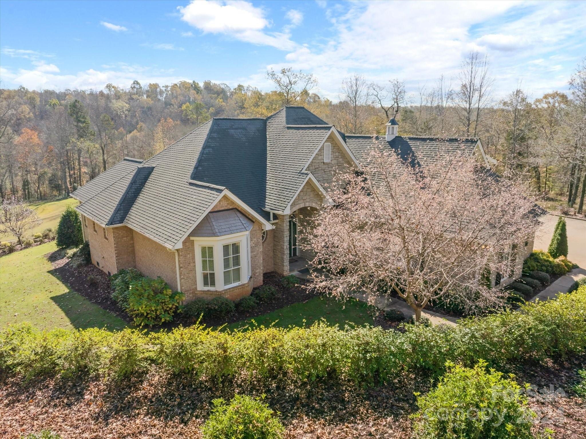 an aerial view of a house