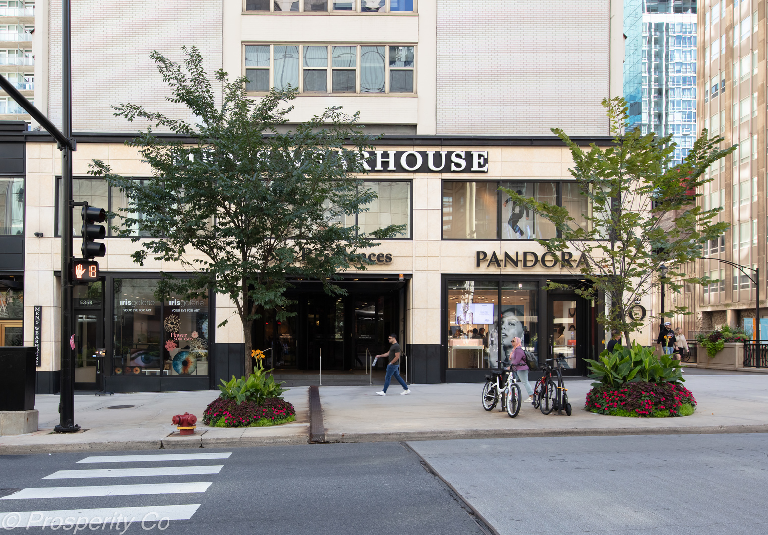 a view of a building with a street