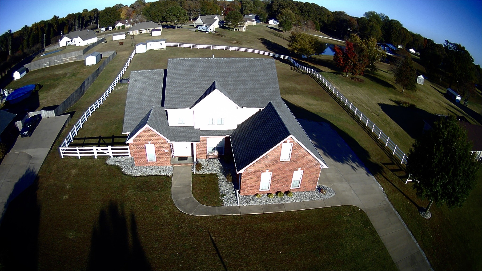 an aerial view of a house