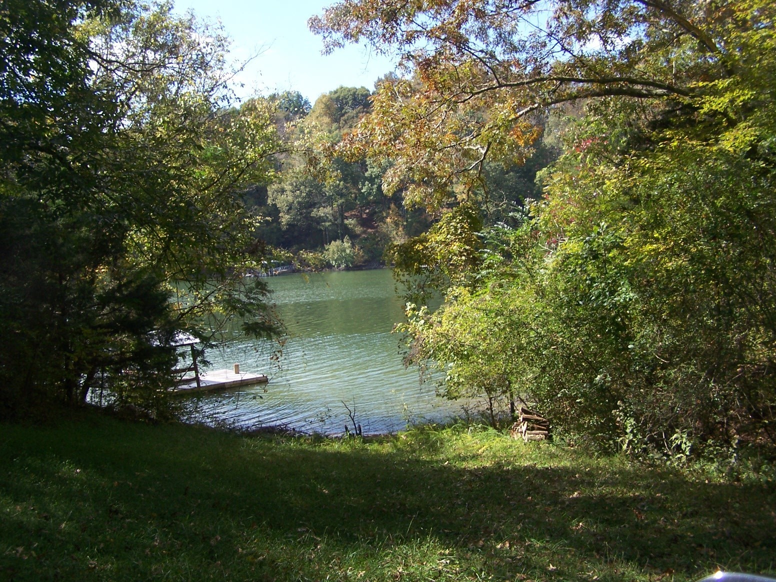 a view of a lake with outdoor space