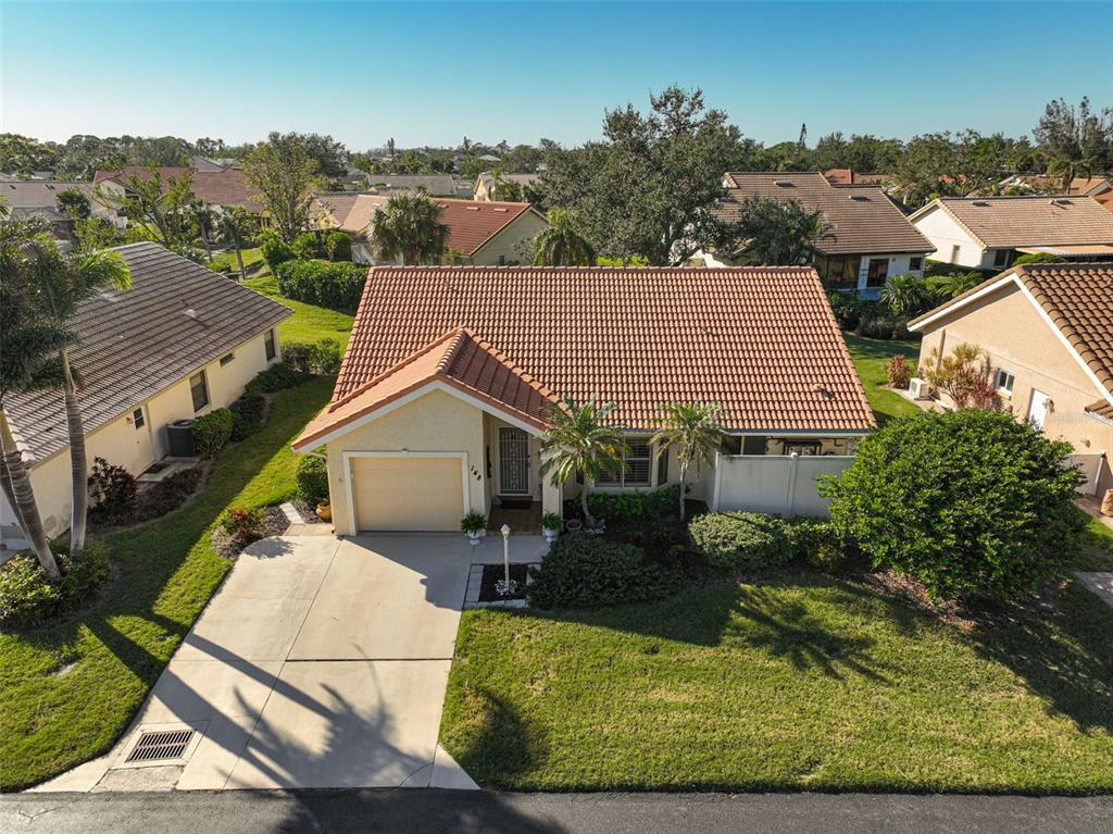 an aerial view of a house