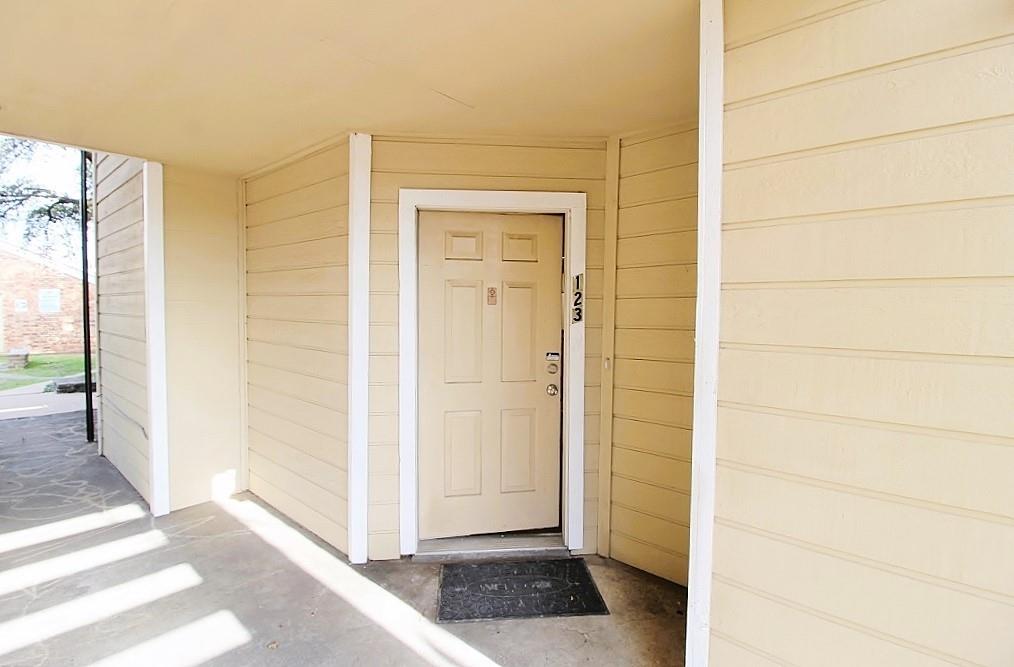 a view of wooden door