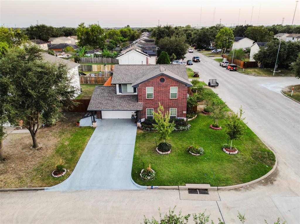 an aerial view of a house