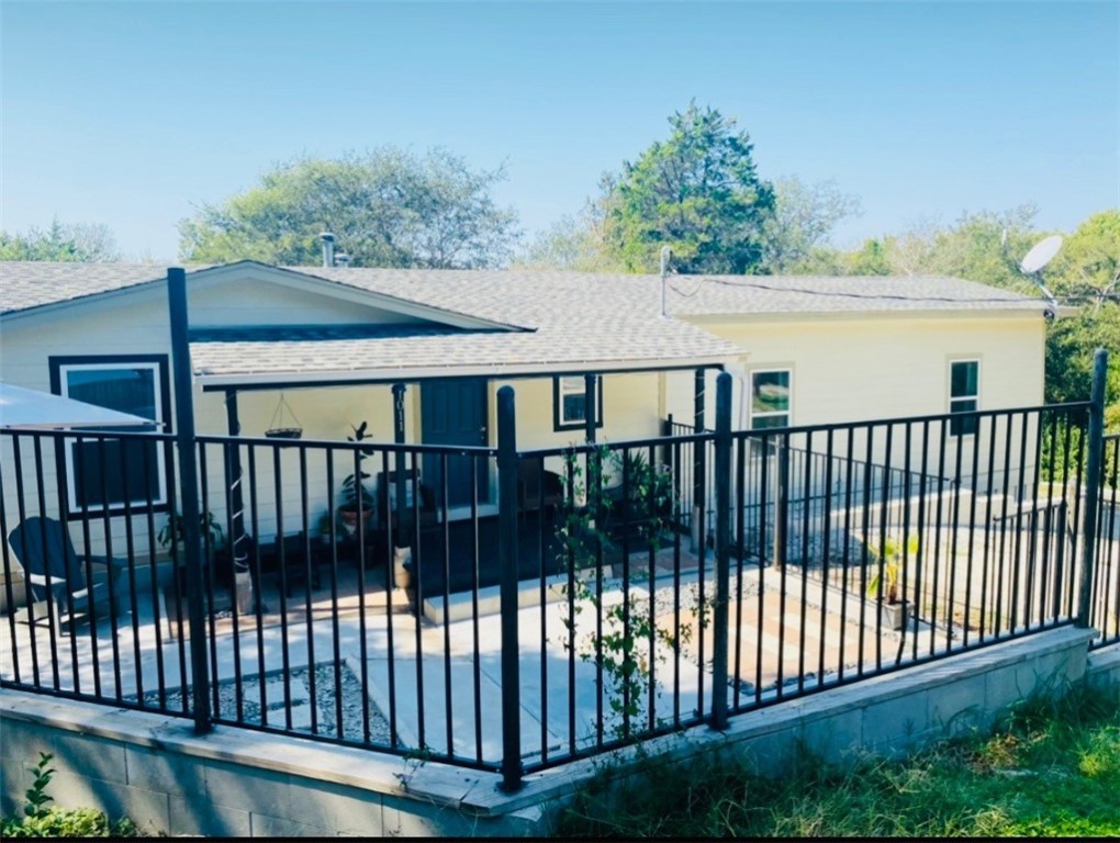 a view of a white roof deck