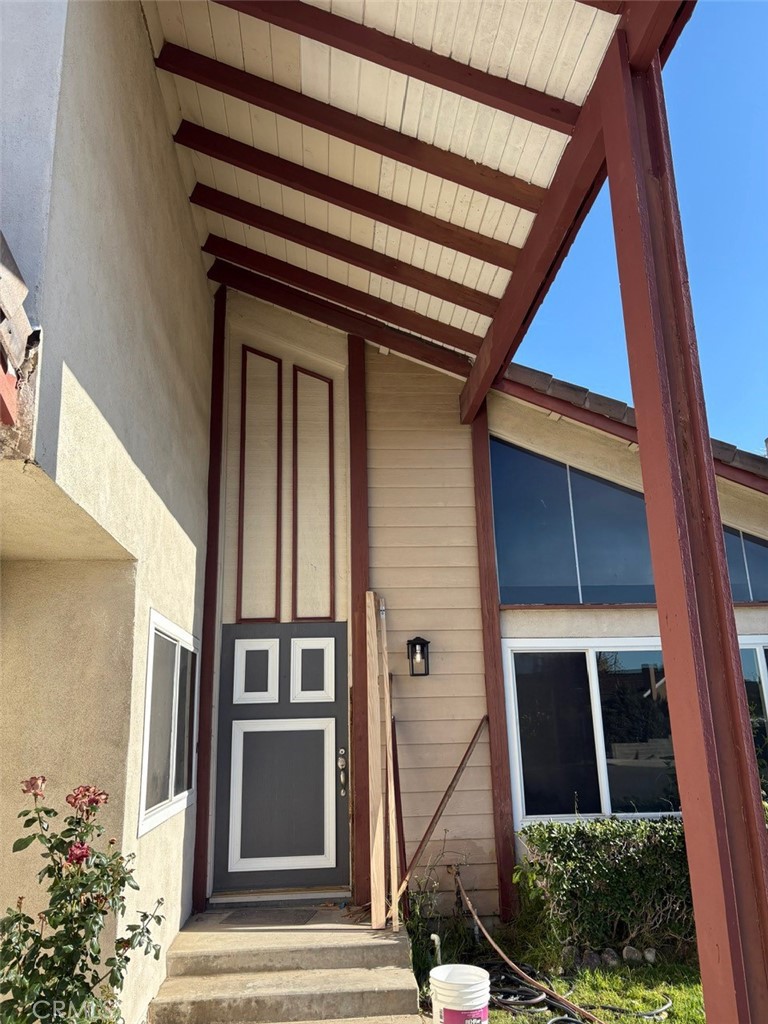 a front view of a house with a windows