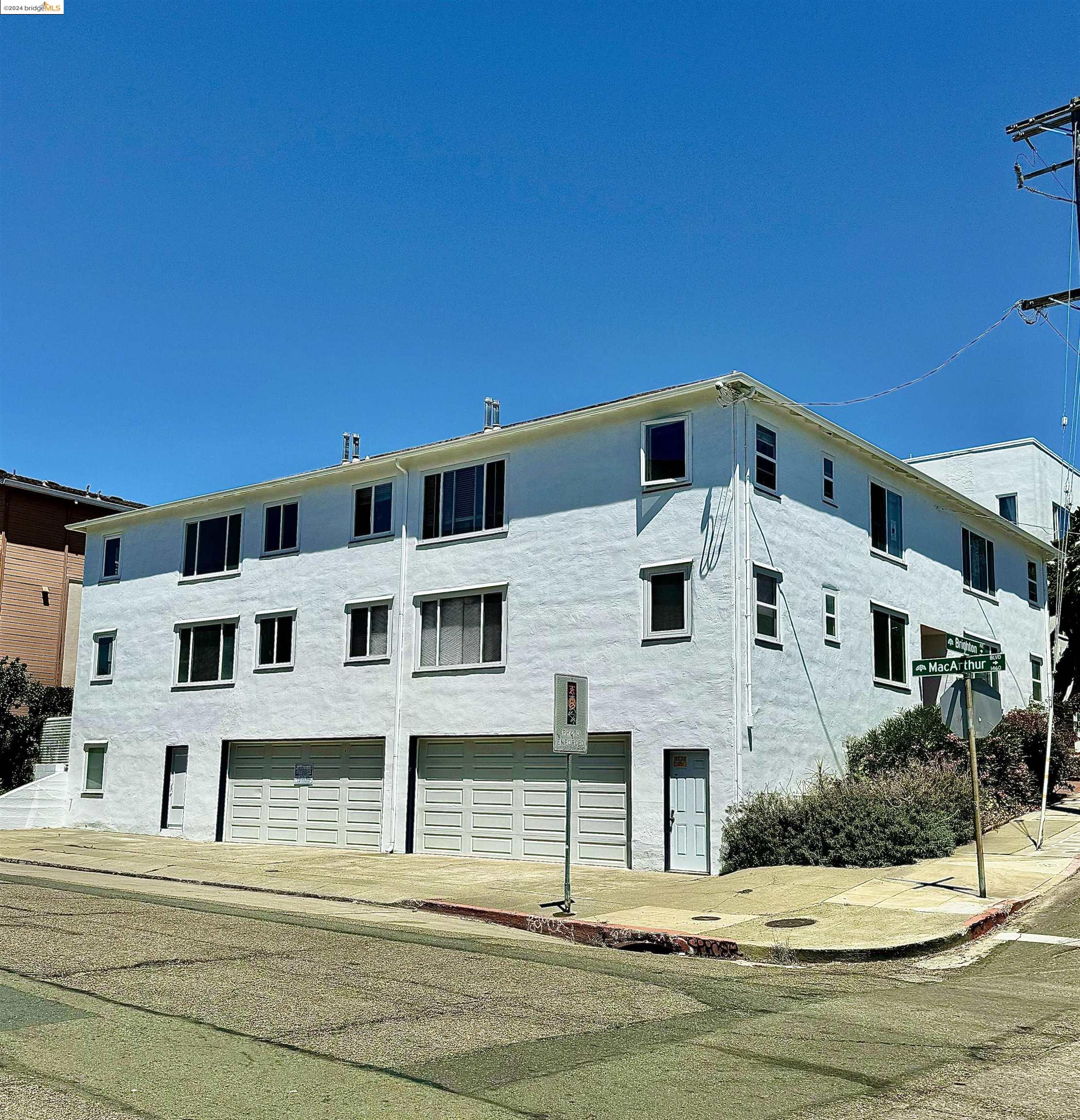 a front view of a building with street