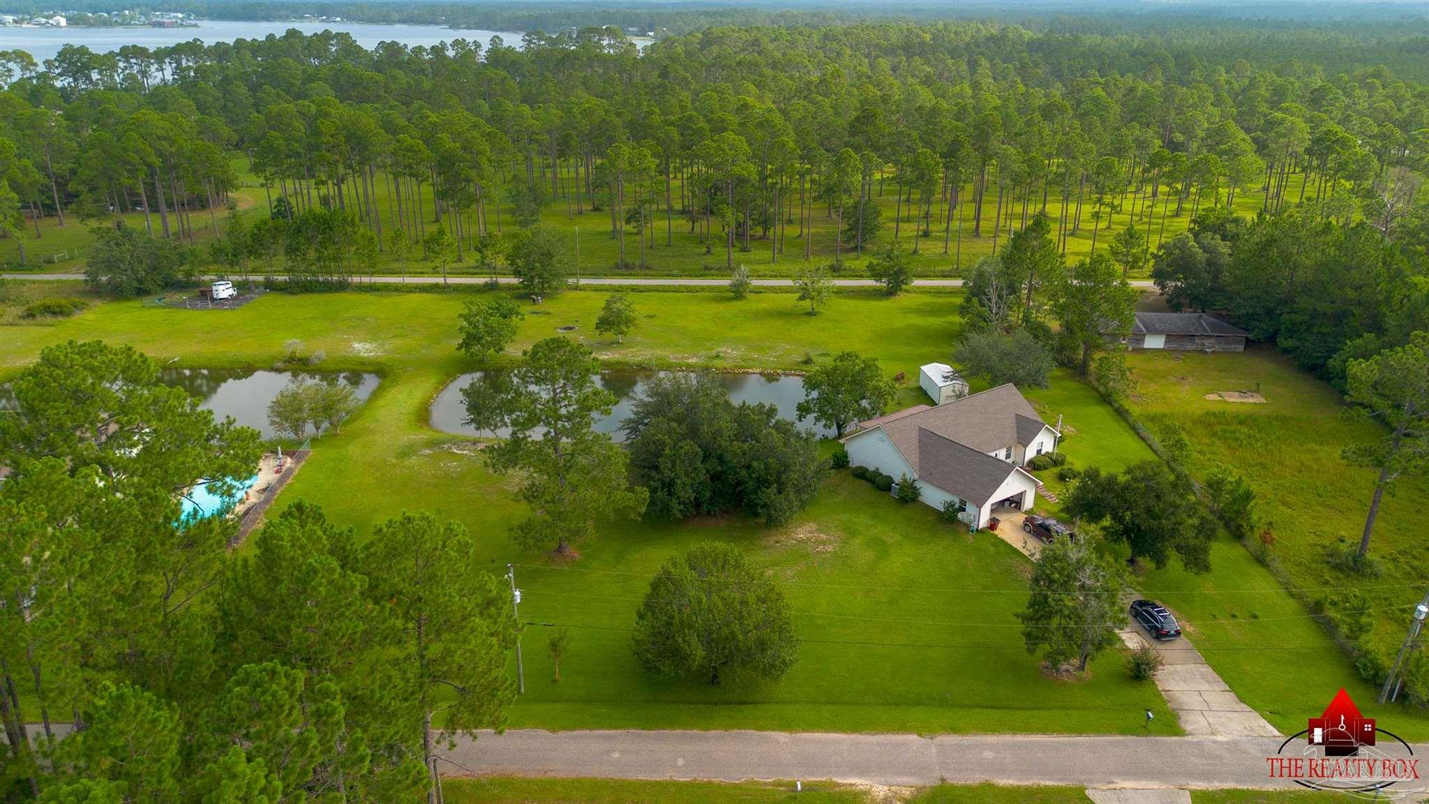 a view of a lake with houses