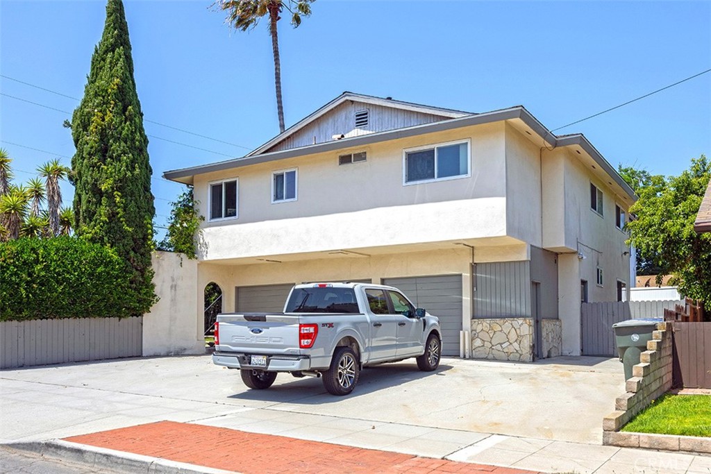 a car parked in front of a house