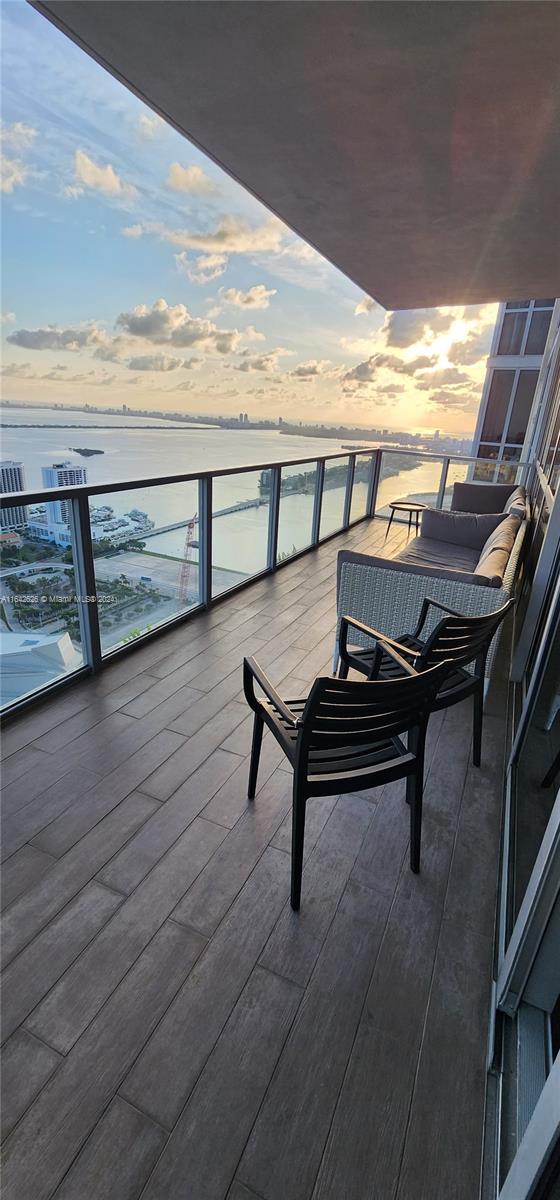 a view of a terrace with seating space