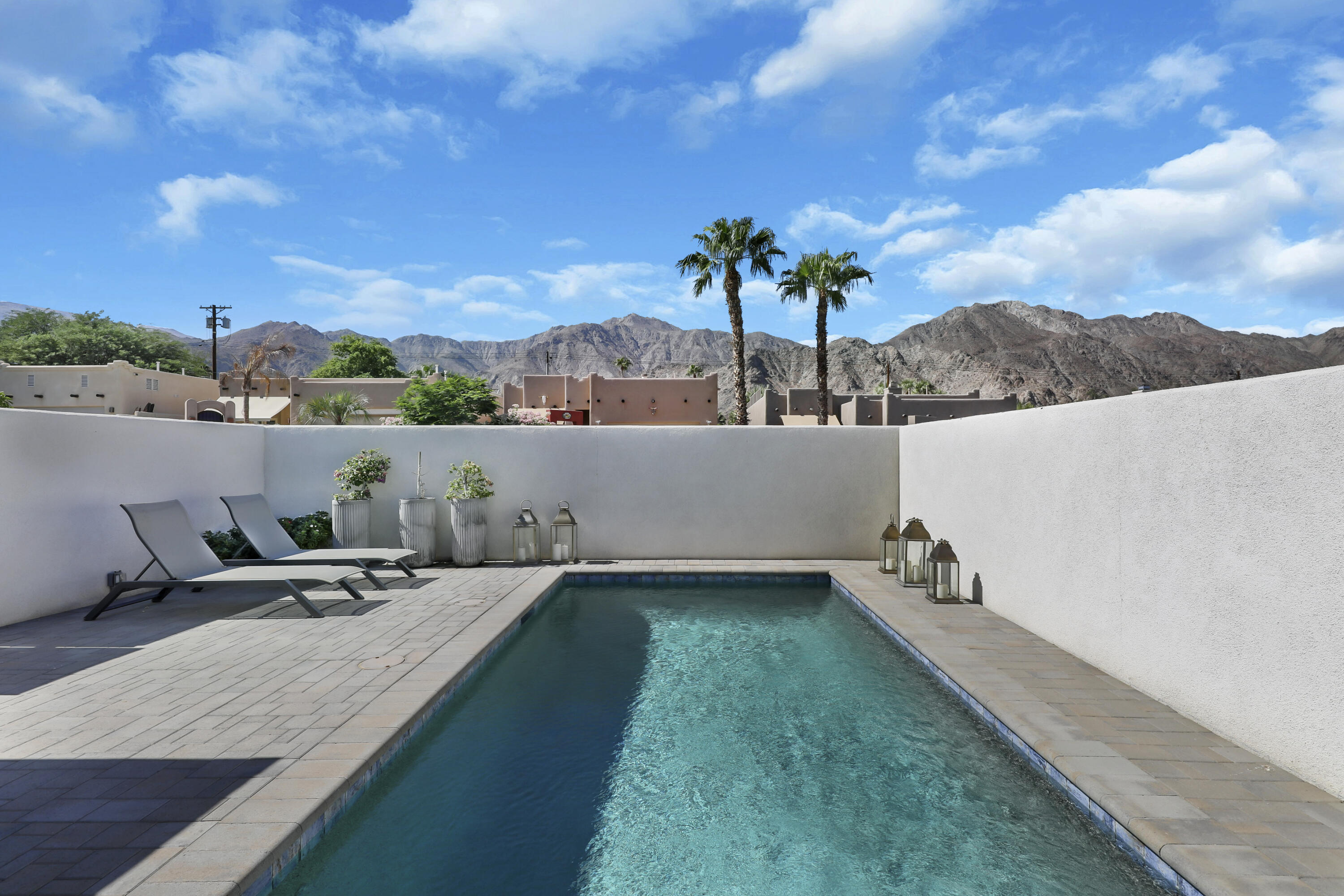 a view of a terrace with a yard