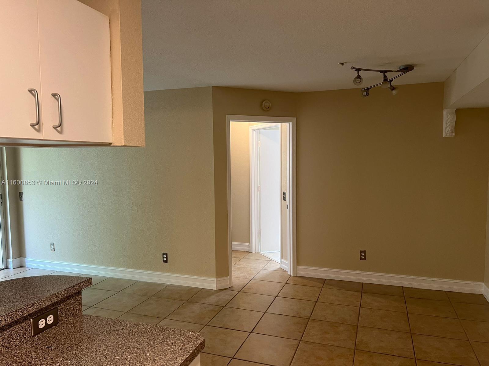 a view of a room with a fireplace and cabinet