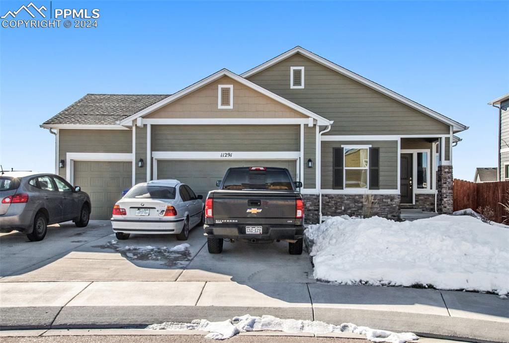 View of front facade with a garage