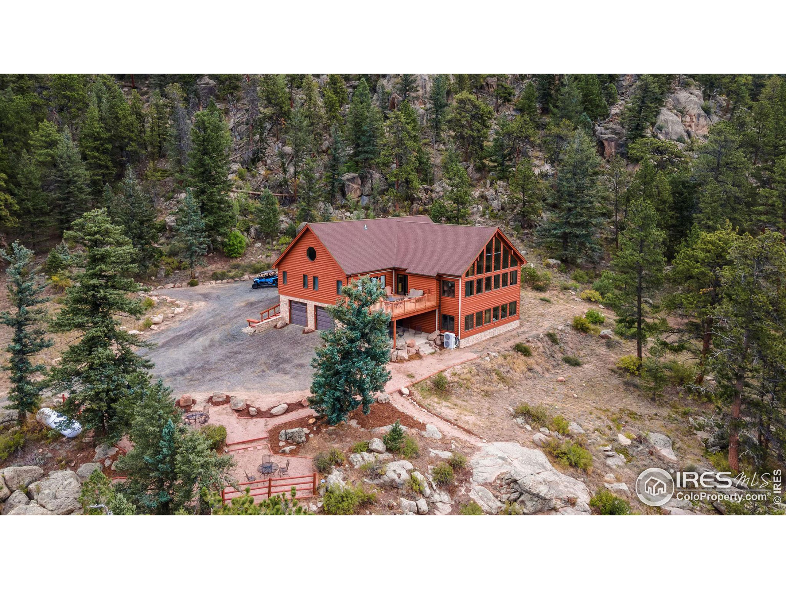 an aerial view of a house