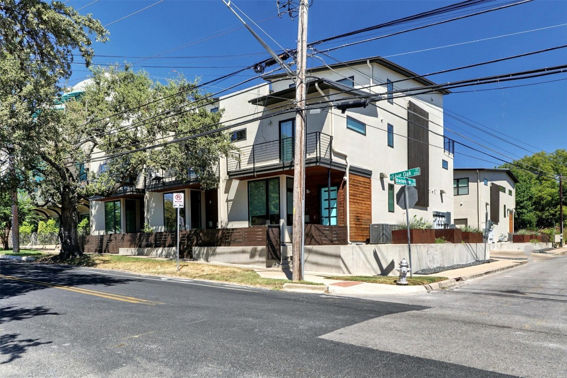 a view of a building with street view