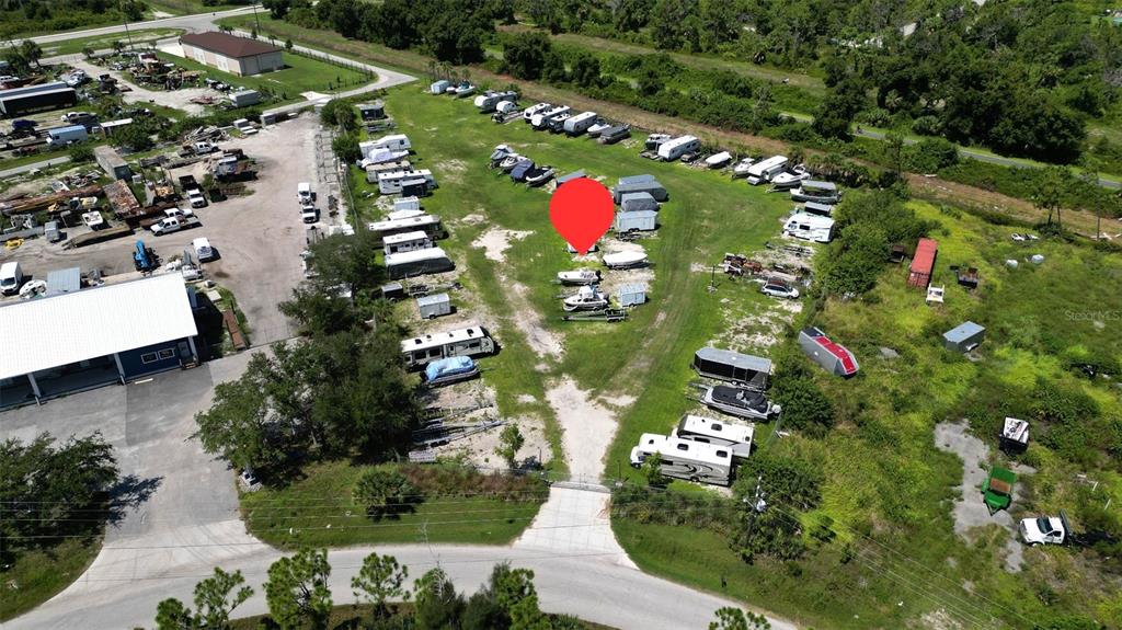 an aerial view of a house