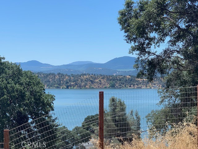 a view of a lake with a mountain in the background