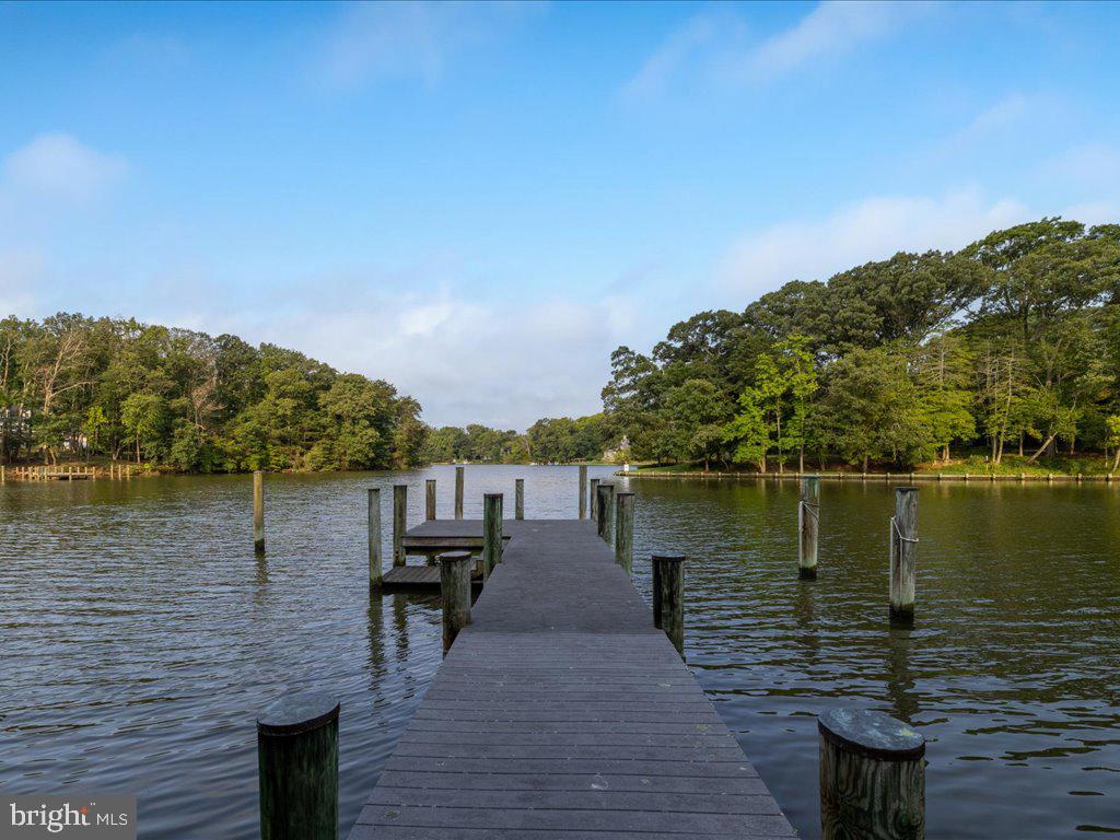 a view of a lake with a bench in front of it