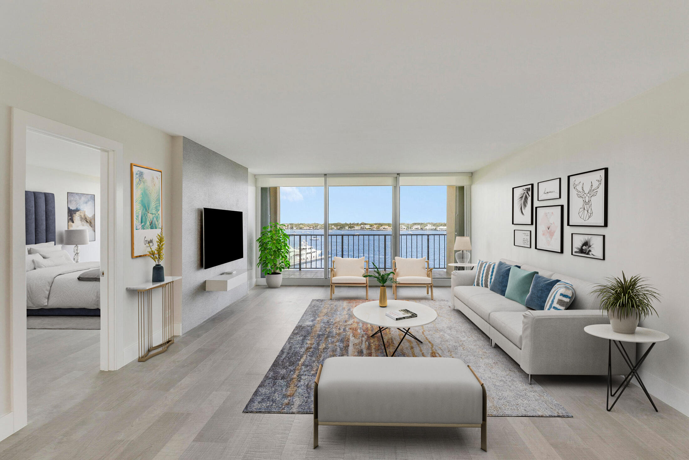 a living room with furniture and a flat screen tv