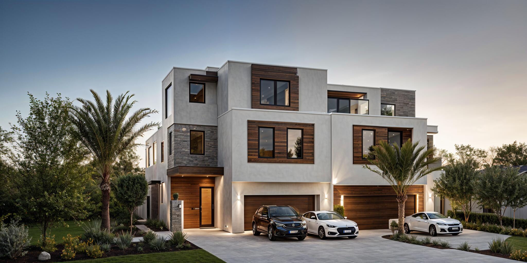 a view of a car parked in front of house