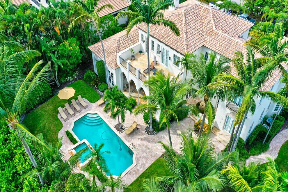 an aerial view of a house