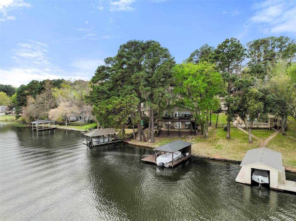 a view of a lake with houses