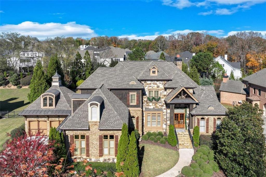 an aerial view of a house