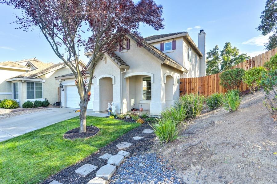 a front view of a house with garden