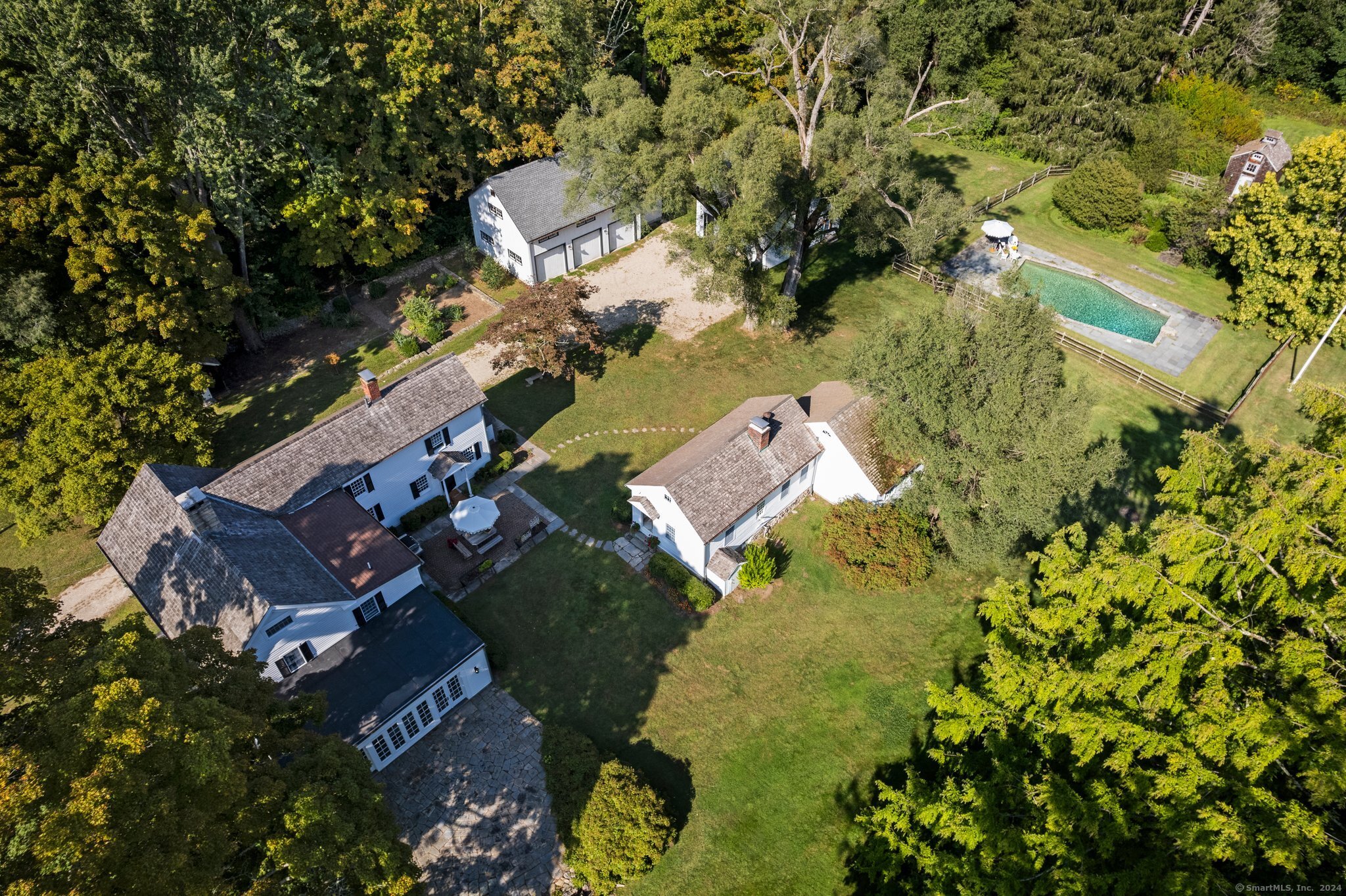 Views of FoxCroft: Main house, Guest House, Studio, Barn/Garage, Pool