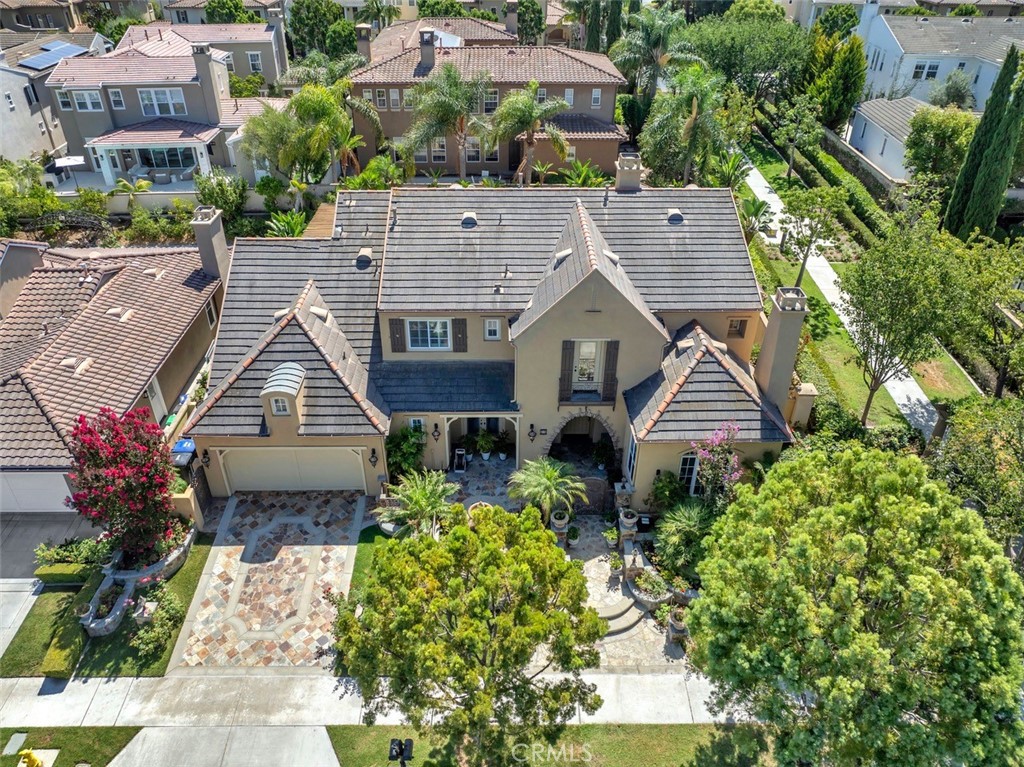 an aerial view of a house