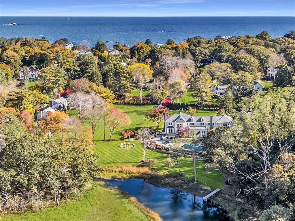 a view of a water with an outdoor space