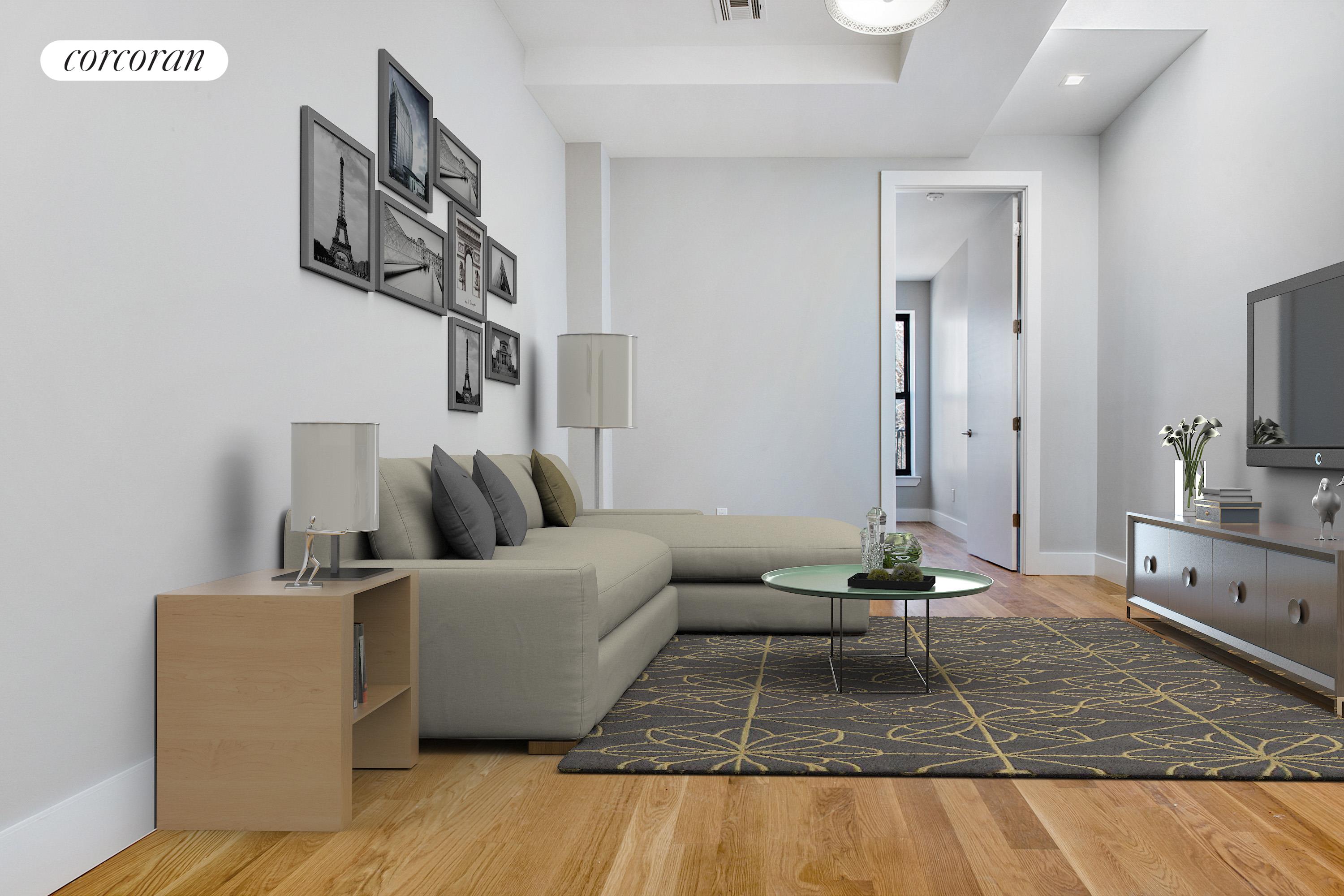 a living room with furniture and a couch