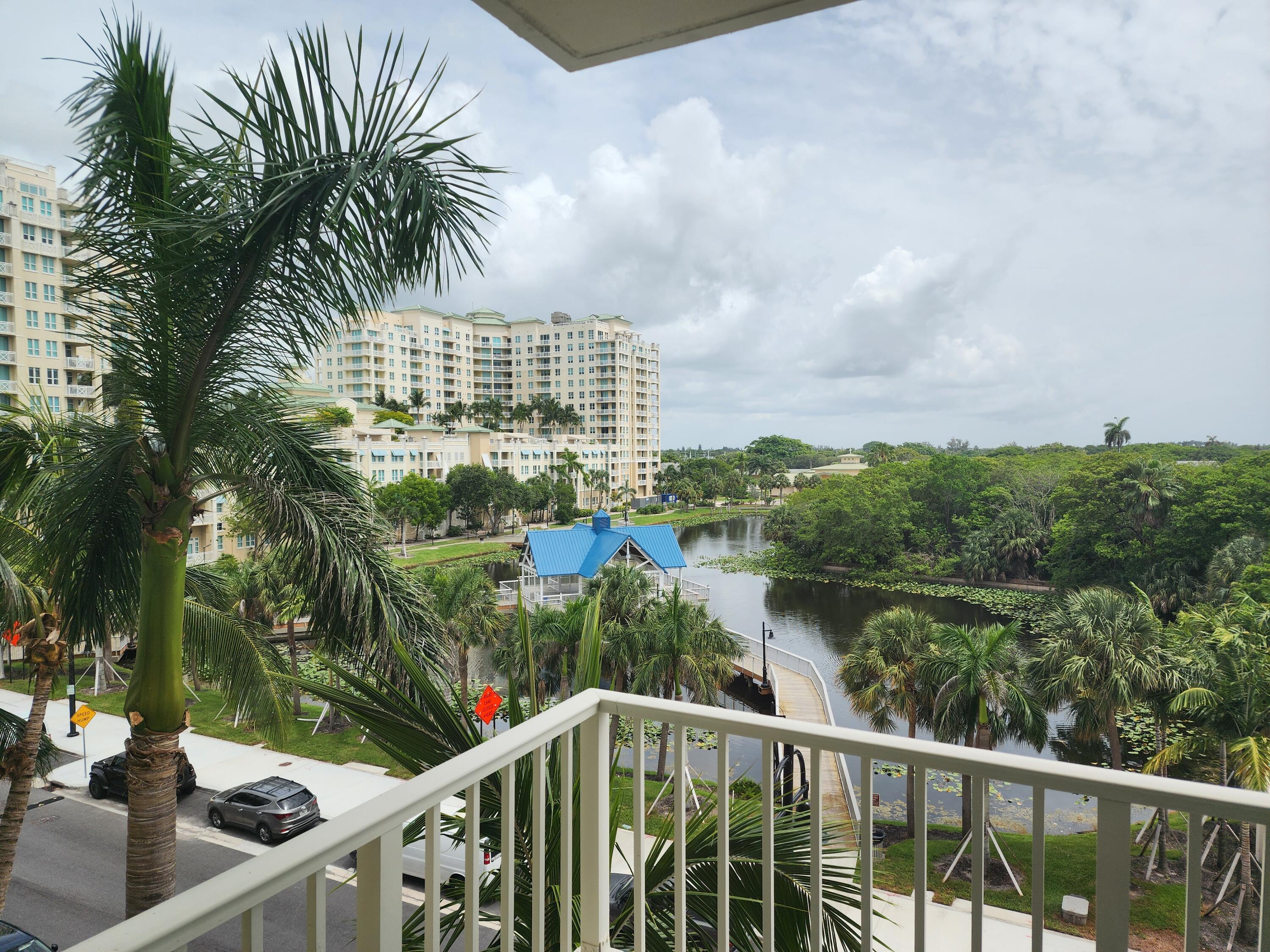 a view of a lake from a balcony