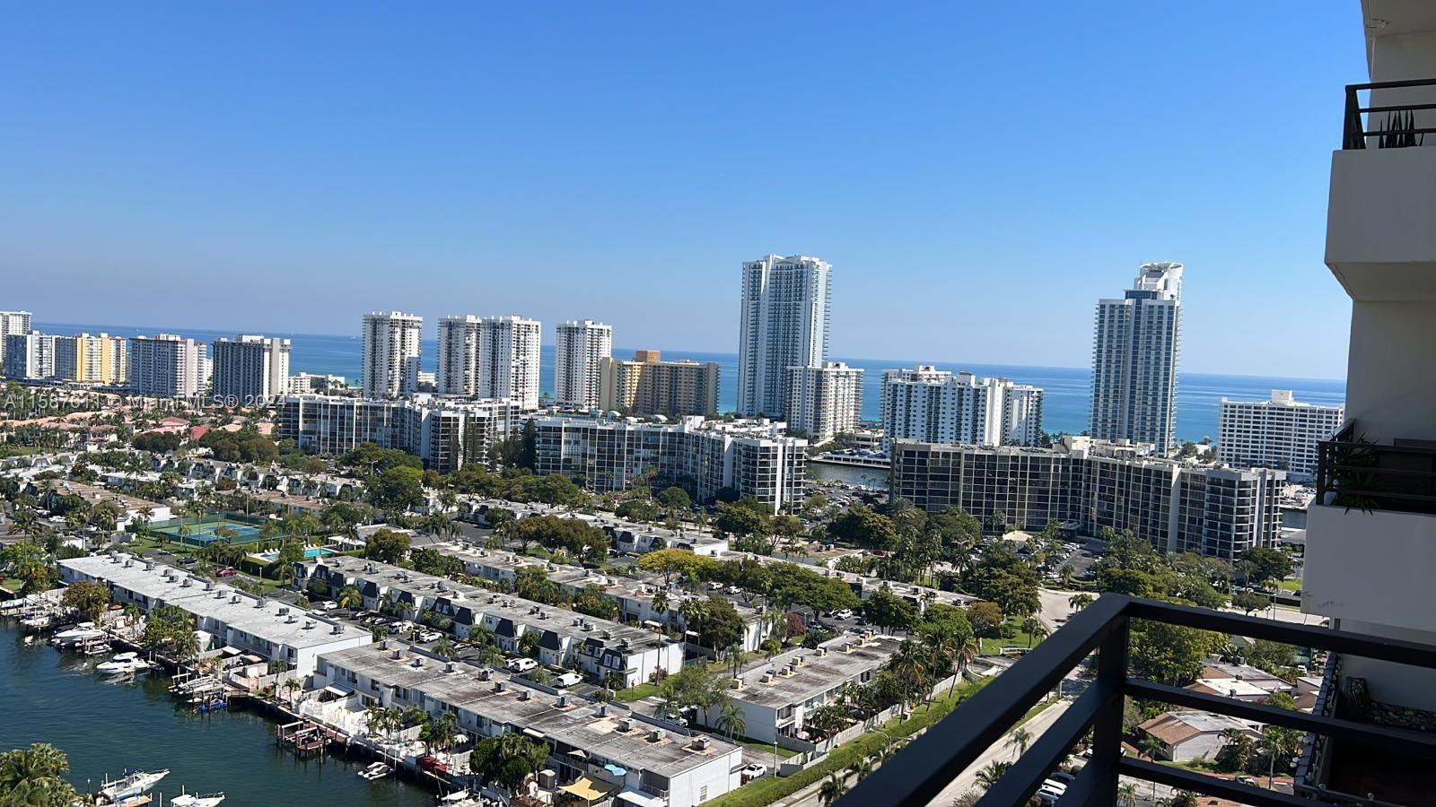 a city view with tall buildings