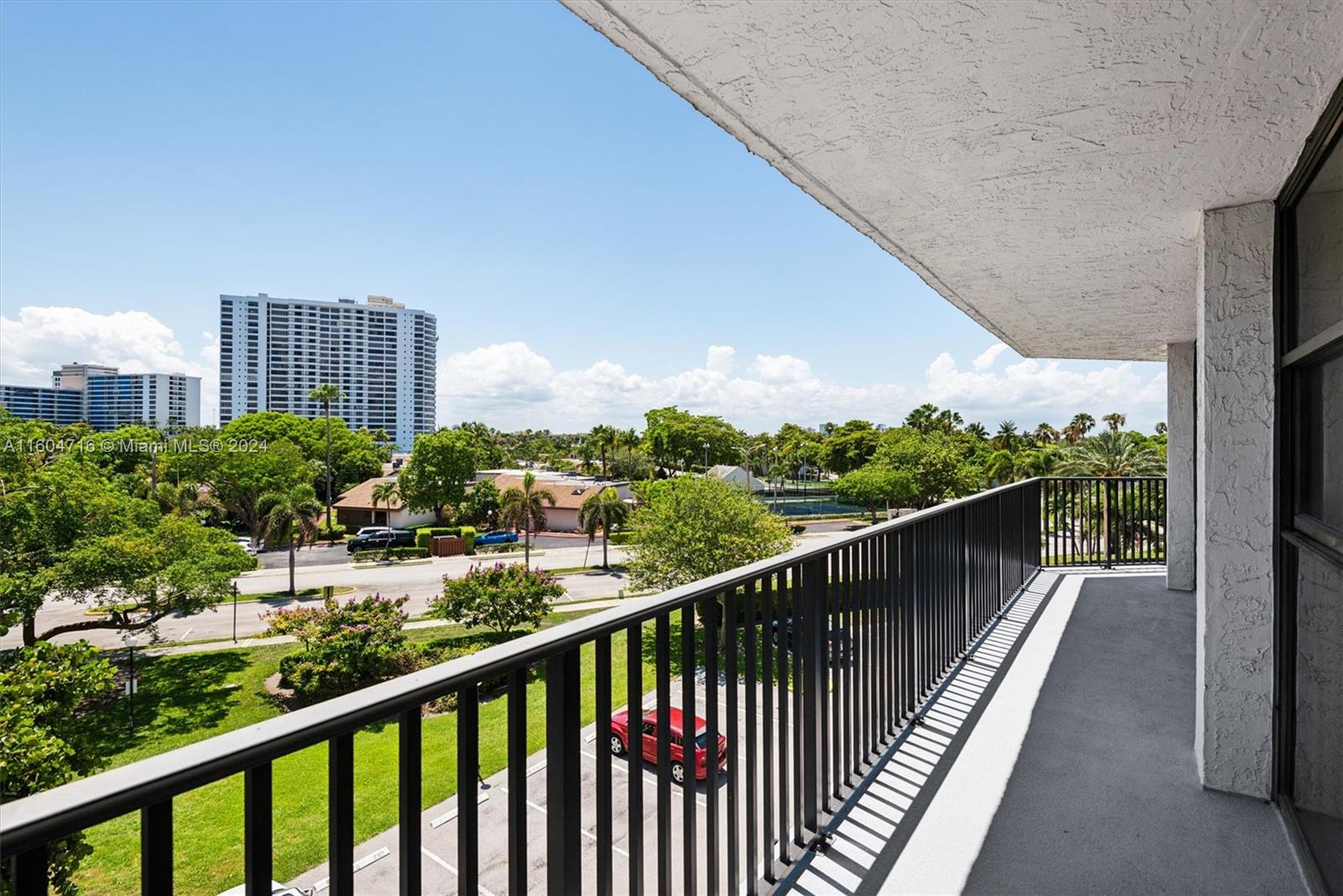 a view of city from a balcony