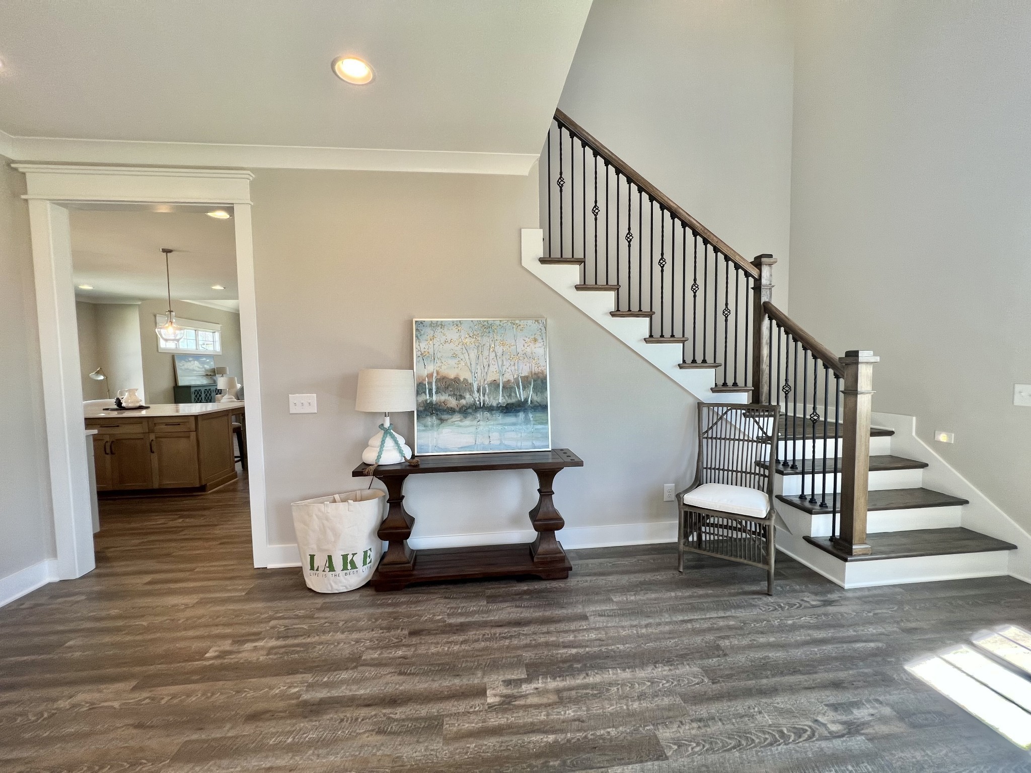 Beautiful foyer with large dining area or sitting area.