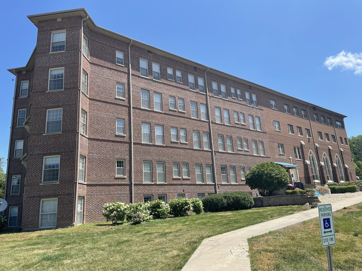 a front view of a building