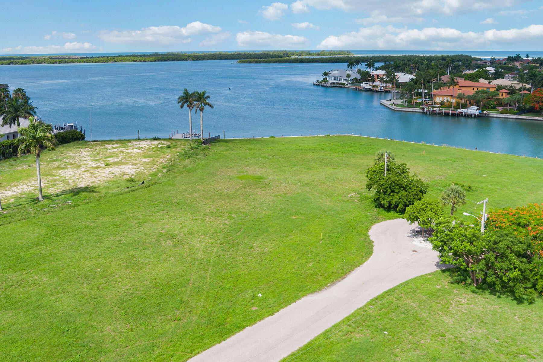 a view of a lake with houses