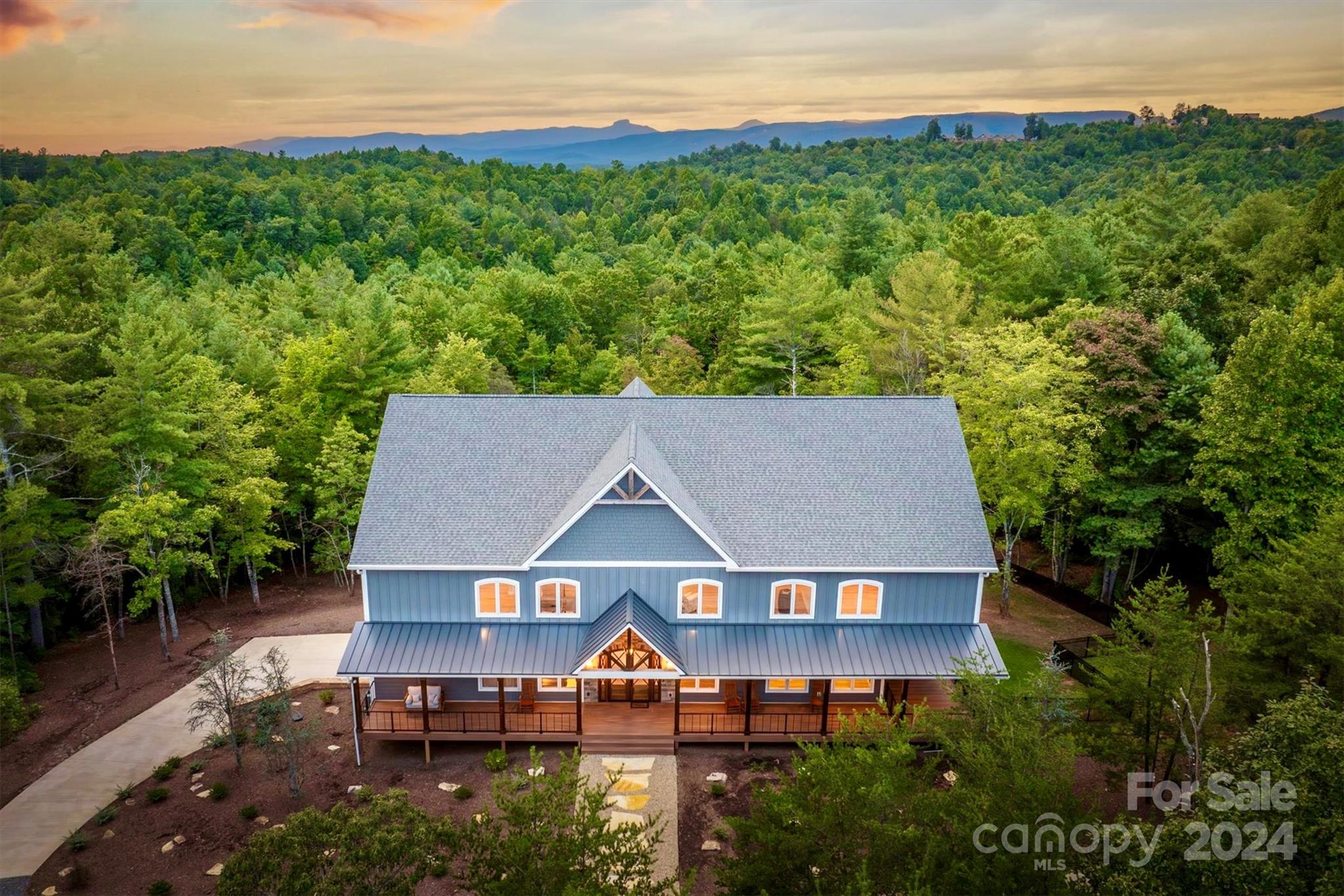 an aerial view of a house with yard and outdoor seating