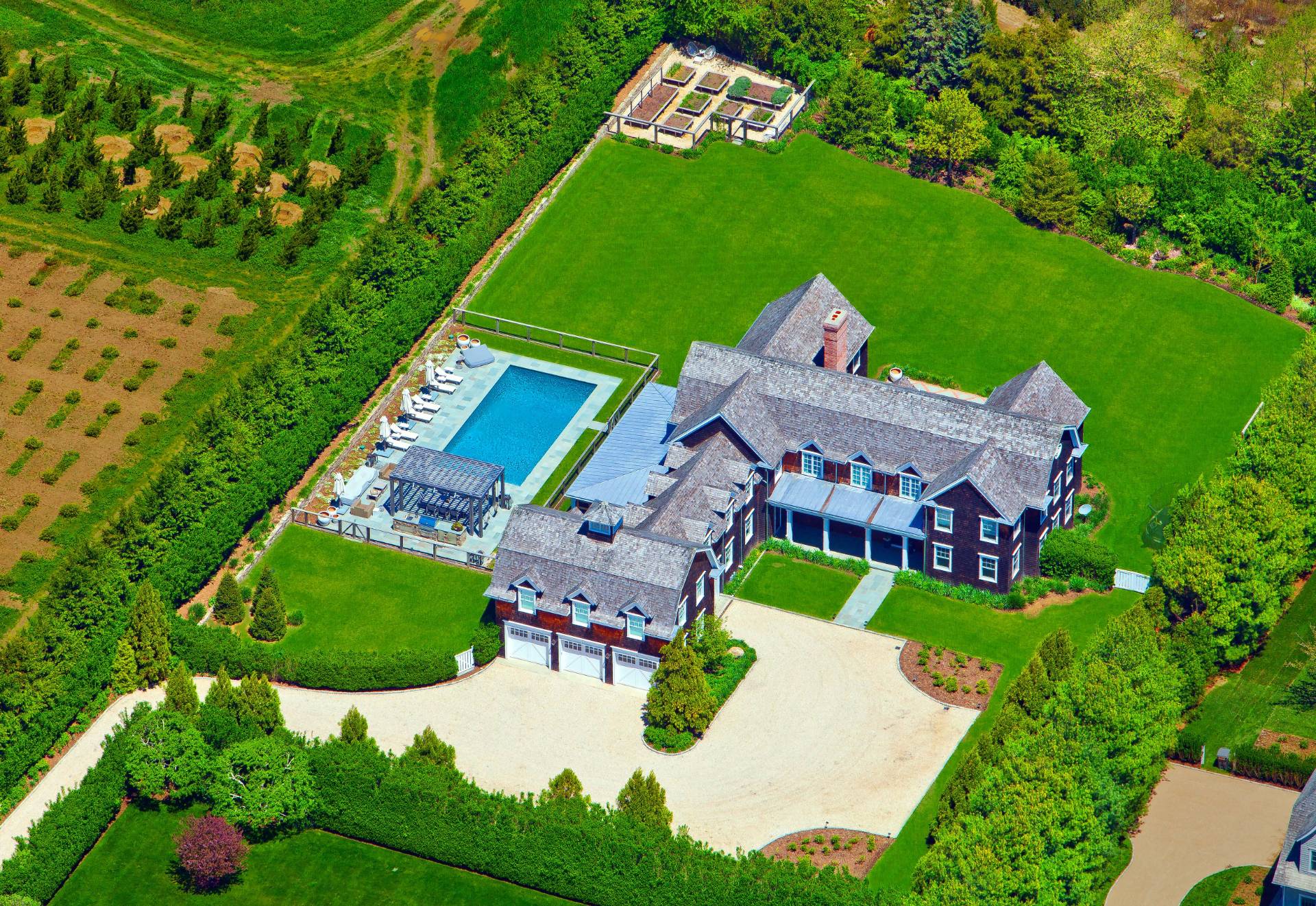 an aerial view of a house