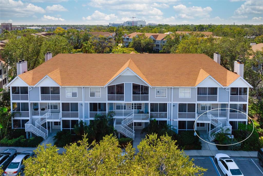 an aerial view of multiple house