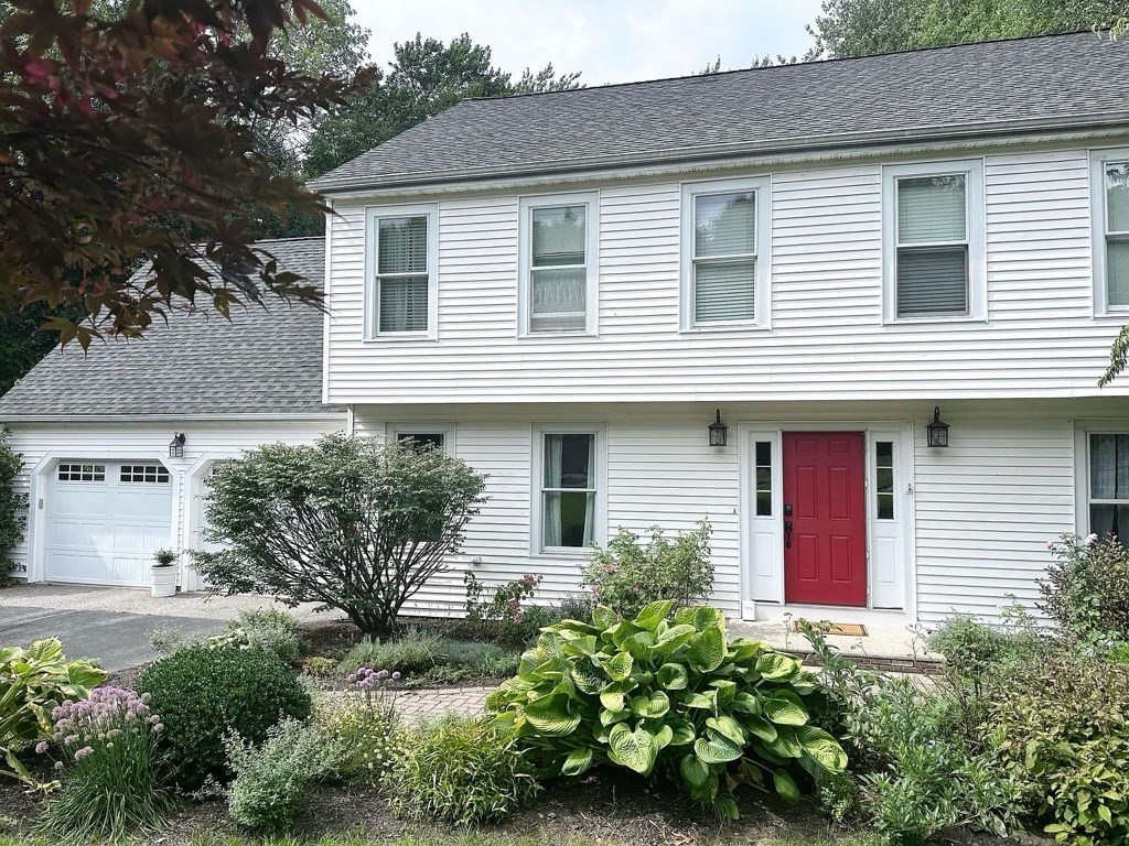 a front view of a house with plants