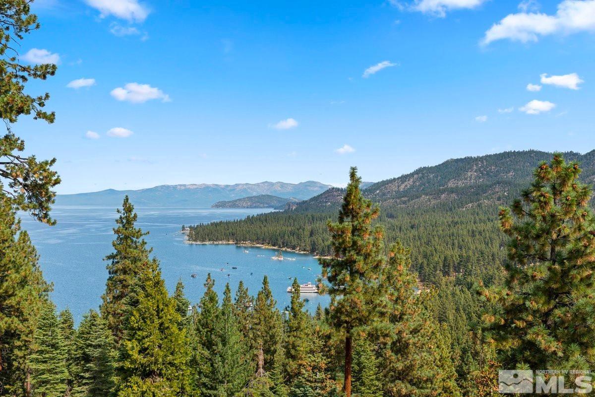 a view of lake with mountain