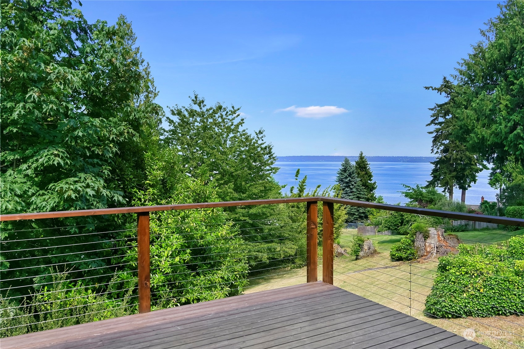 a view of a balcony with lake view