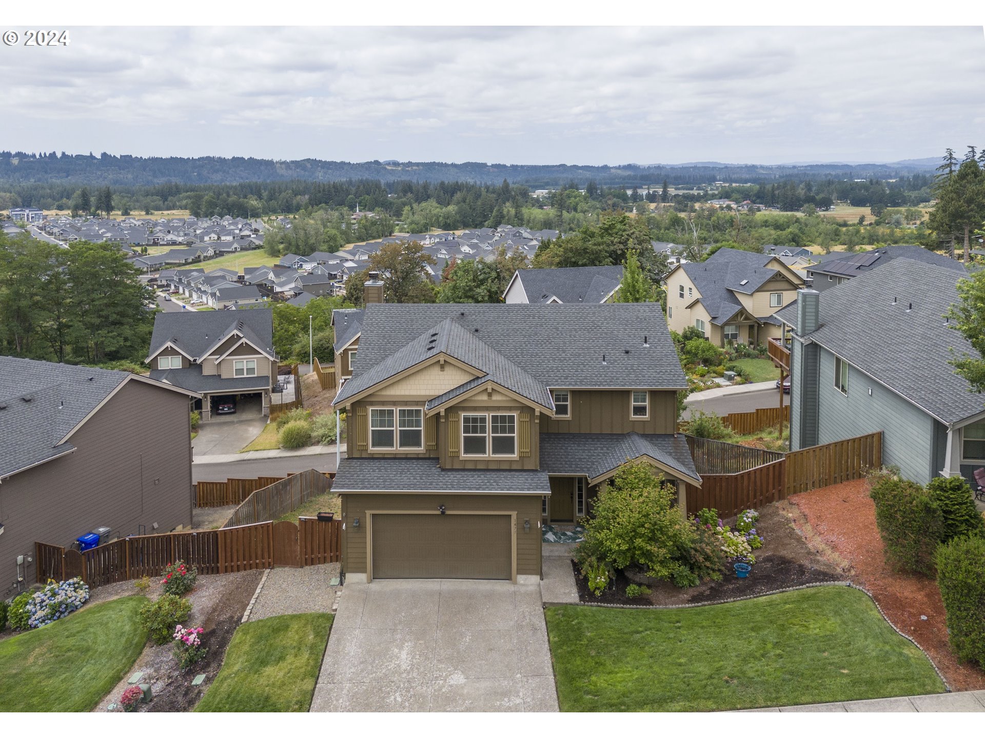 an aerial view of a house