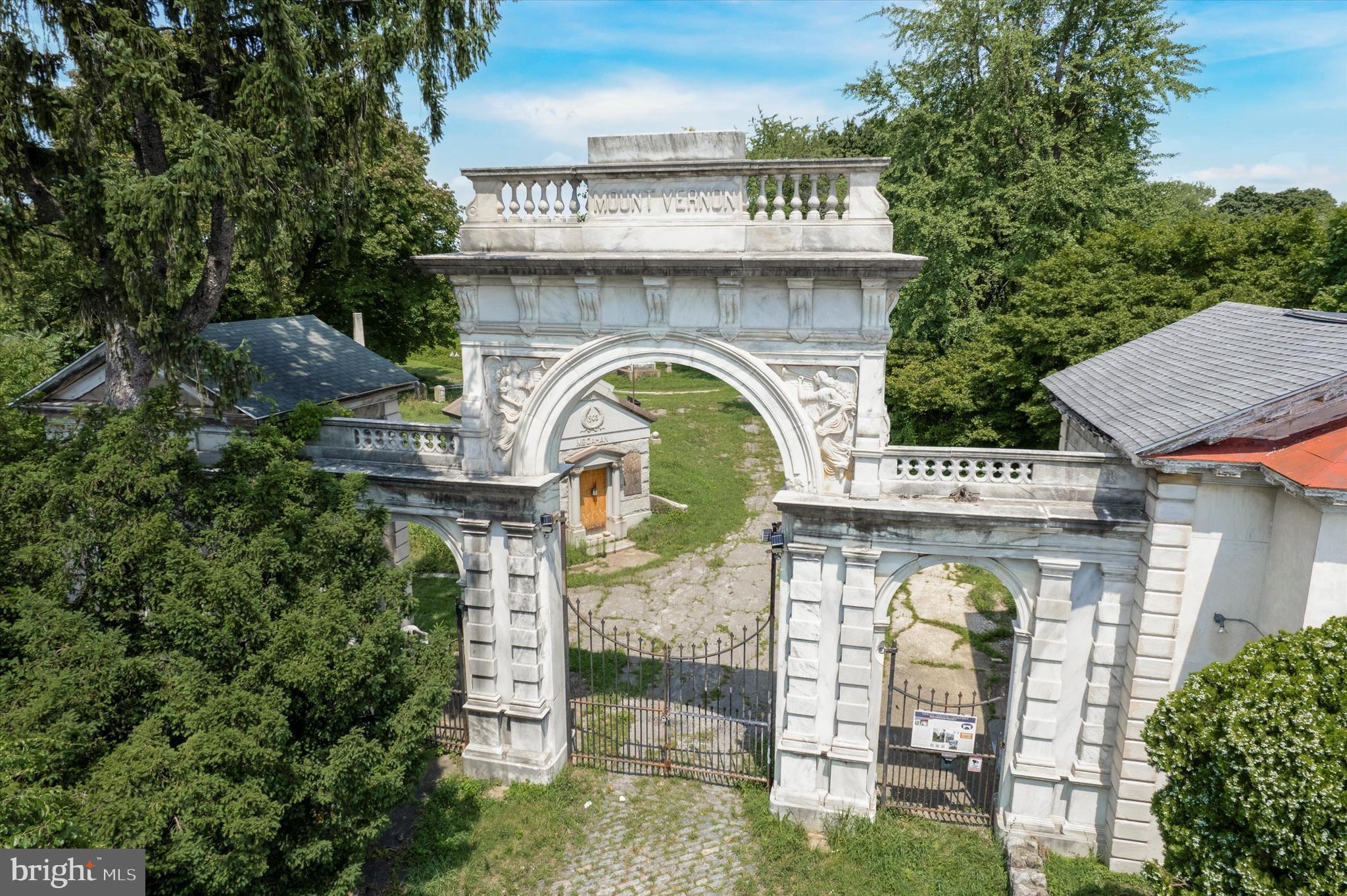 an aerial view of a house with garden