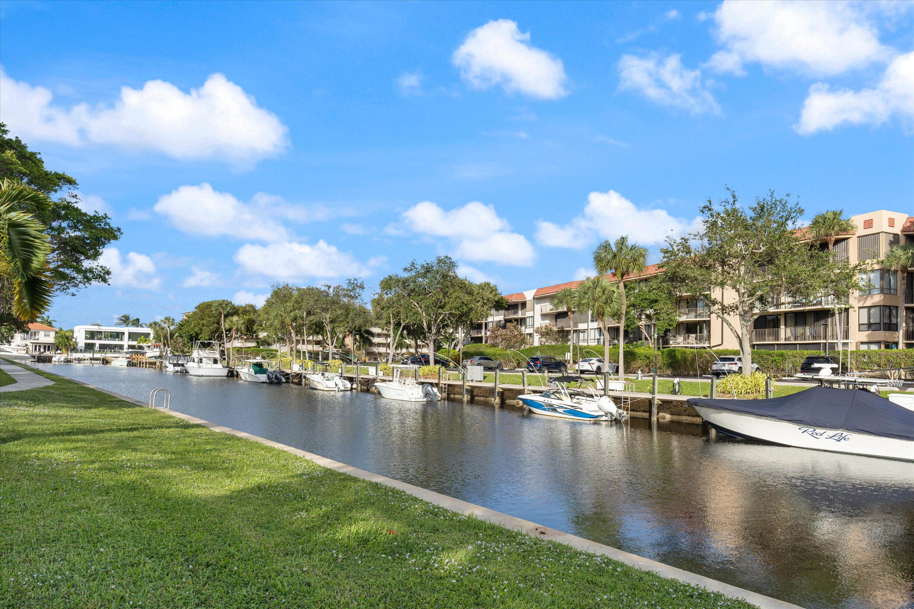 a view of a lake with houses